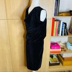 Jil Sander black velvet sleeveless dress with cowl back